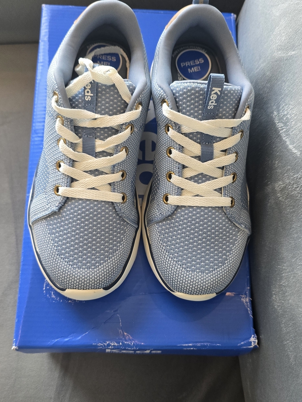 Keds Light Blue Knit Sneakers with  Blissfoam Tech